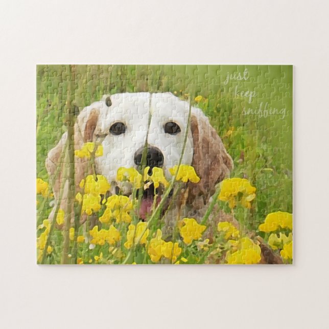 Puzzle beagle dans les fleurs juste continuer à sniffer l (Horizontal)