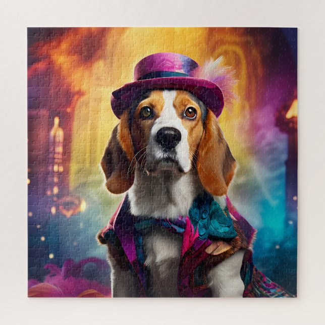 Puzzle Beagle en costume vibrant (Vertical)