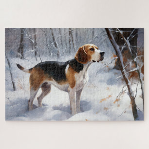 Puzzle Beagle Laisser Neige Noël