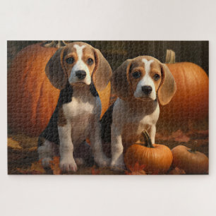 Puzzle Beagle Puppy Automne Citrouille de plaisir