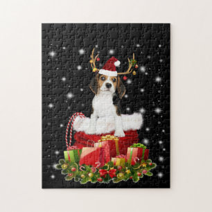 Puzzle Beagle Reindeer présent cadeau de Noël