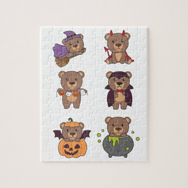 Puzzle Bear Halloween Witch Devil Citrouille Vampire cost (Vertical)