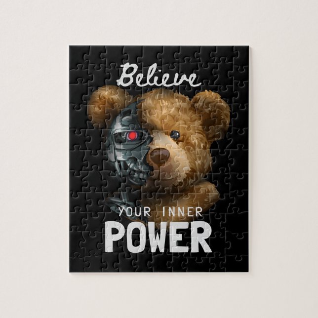 Puzzle Bear toy half robot. (Vertical)