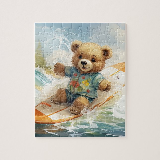 Puzzle Bear's Day surf à la plage (Vertical)