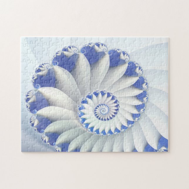 Puzzle Beau Bleu & Blanc Mer Shell Art Fractal fin (Horizontal)