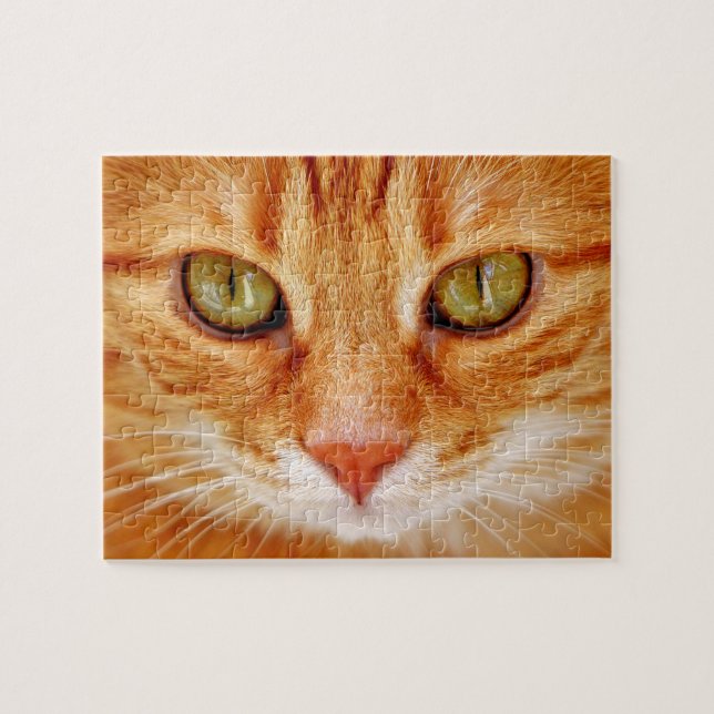 Puzzle Beau chat de tigre orange aux yeux verts (Horizontal)