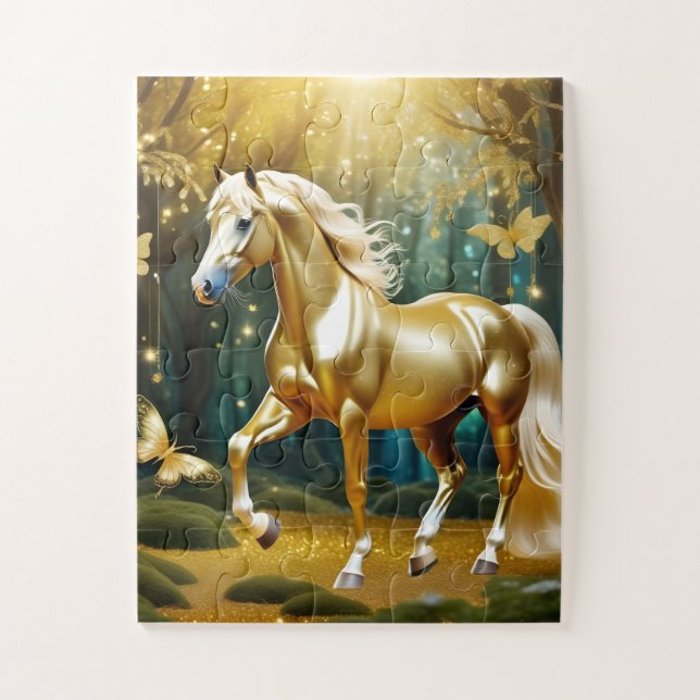 Puzzle Beau cheval d'or, imaginaire art (Vertical)
