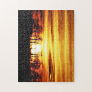 Puzzle Beau coucher de soleil sur le terrain