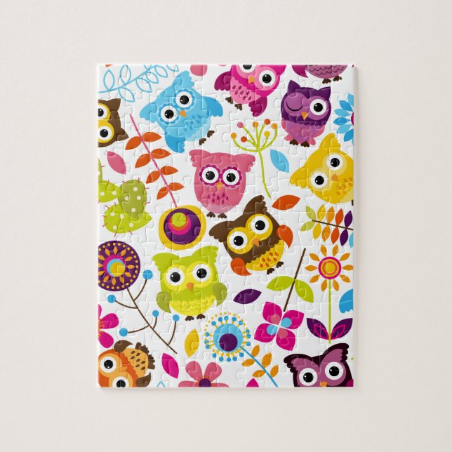 Puzzle Beau hibou fait sur commande coloré (Vertical)