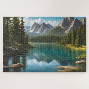 Puzzle Beau lac avec réflexions