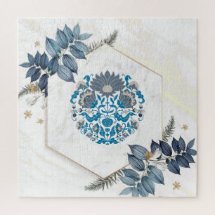 Puzzle Beau Mandala Floral Art, Arrière - plan de crème