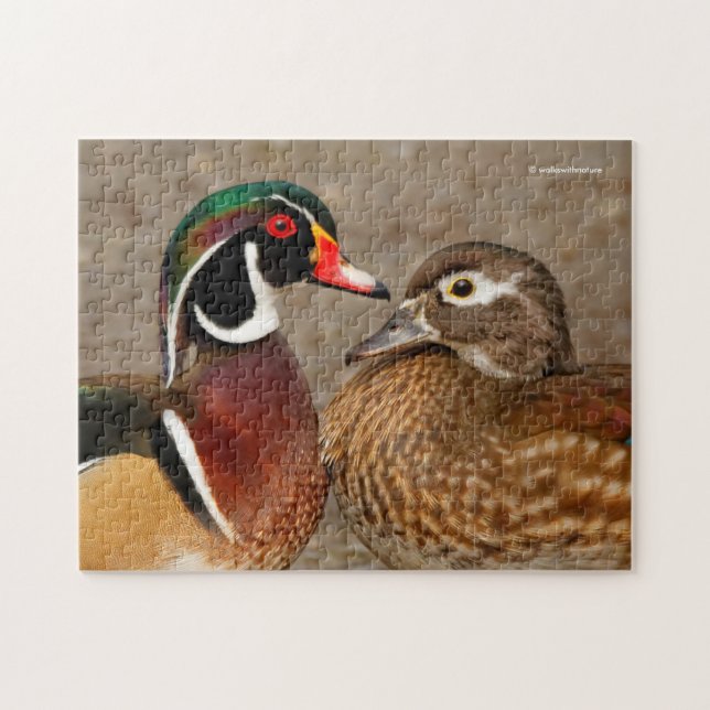 Puzzle Beau moment de contact entre des canards en bois (Horizontal)