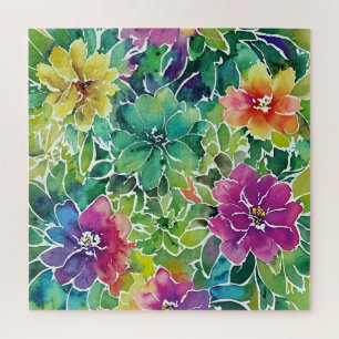 Puzzle Beau Motif de fleurs d'aquarelle