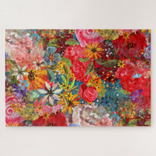 Puzzle Beau motif floral Abstrait coloré brillant
