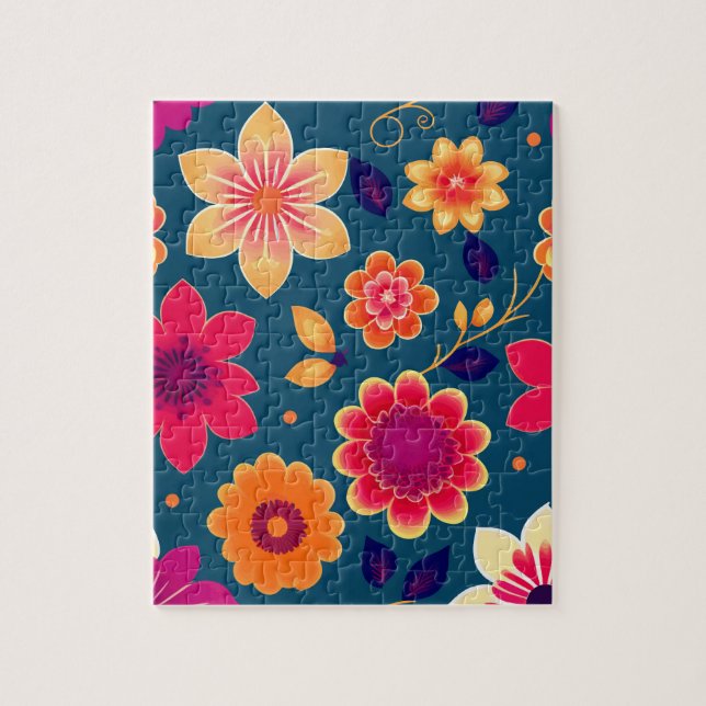 Puzzle Beau motif floral Fleurs colorées (Vertical)