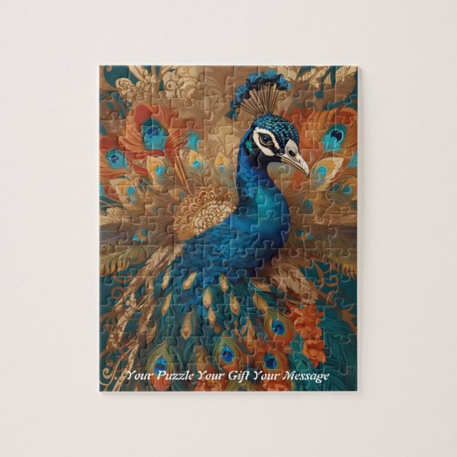Puzzle Beau oiseau de paon de Cute Boho (Vertical)