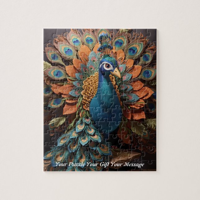 Puzzle Beau oiseau de paon de Cute Boho (Vertical)