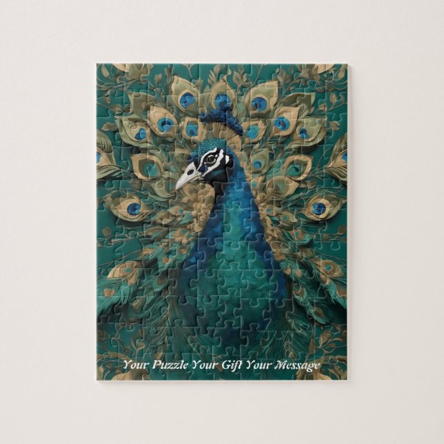 Puzzle Beau oiseau de paon de Cute Boho (Vertical)