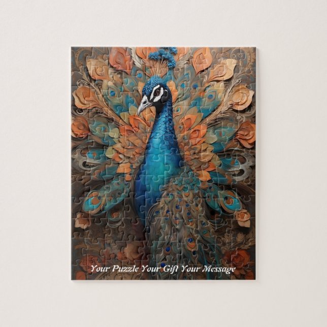Puzzle Beau oiseau de paon de Cute Boho (Vertical)