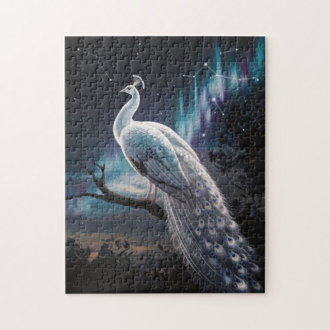 Puzzle Beau Peacock Blanc Aurora Borealis Pittoresque (Vertical)