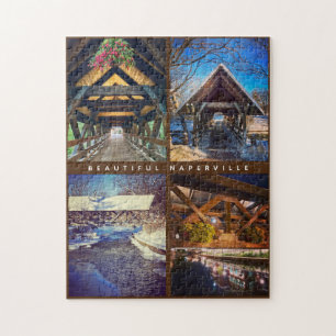 Puzzle Beau pont couvert saisonnier de Naperville