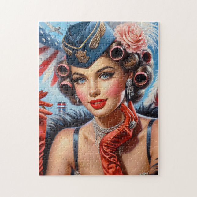 Puzzle Beau Portrait Vintage fille (Vertical)