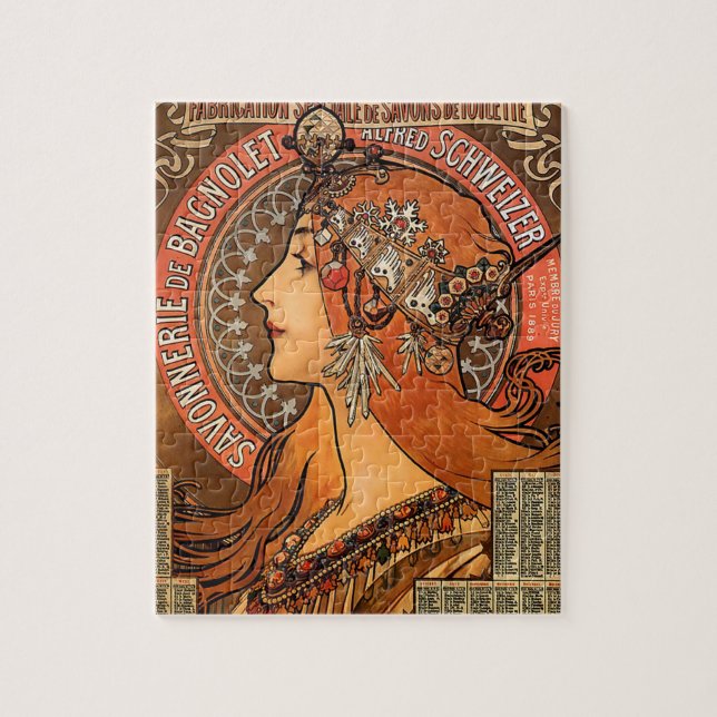 Puzzle Beau profil féminin - Mucha (Vertical)