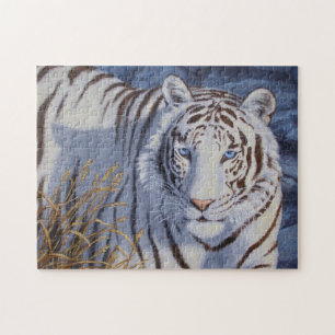 Puzzle Beau tigre blanc aux yeux bleu cristal