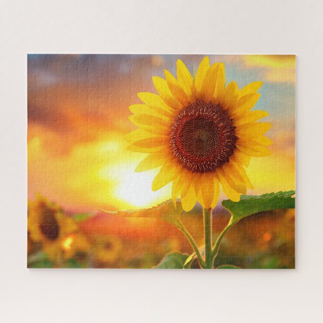 Puzzle beau tournesol au coucher du soleil (Horizontal)