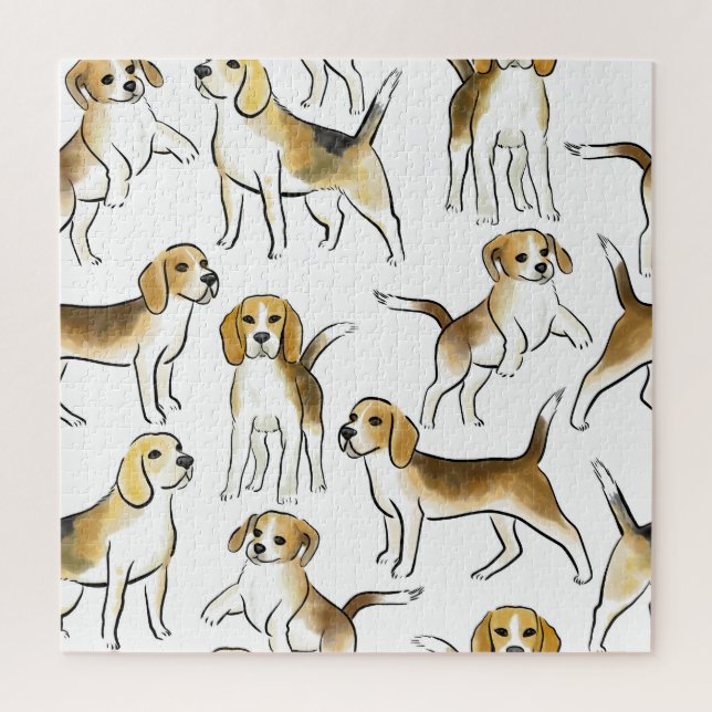 Puzzle Beauté beagle : Motif de chien aquarelle (Vertical)