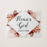 Puzzle Beauté Rustique Floral encadré Bohème Fille Fleur<br><div class="desc">Beauté rustique Floral encadré d'aquarelle Bohème à l'automne ou à l'automne Design avec des plumes peintes à la main Boho, des fleurs, et beaucoup de coloré orange, rouille, rouge, Bourgogne, Marsala, feuilles de pêche et feuillage. Avec des éléments de ligne tracée à la main, des polices à main Tourbillonnant, une...</div>