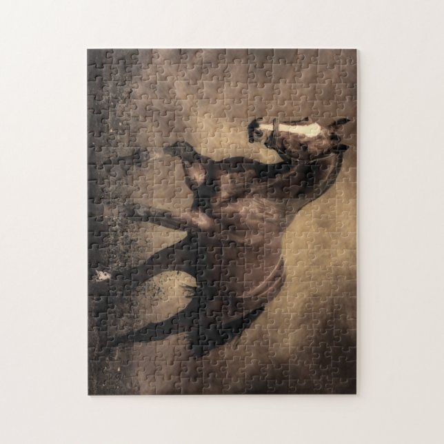 Puzzle Beautiful horse throw pillow (Vertical)