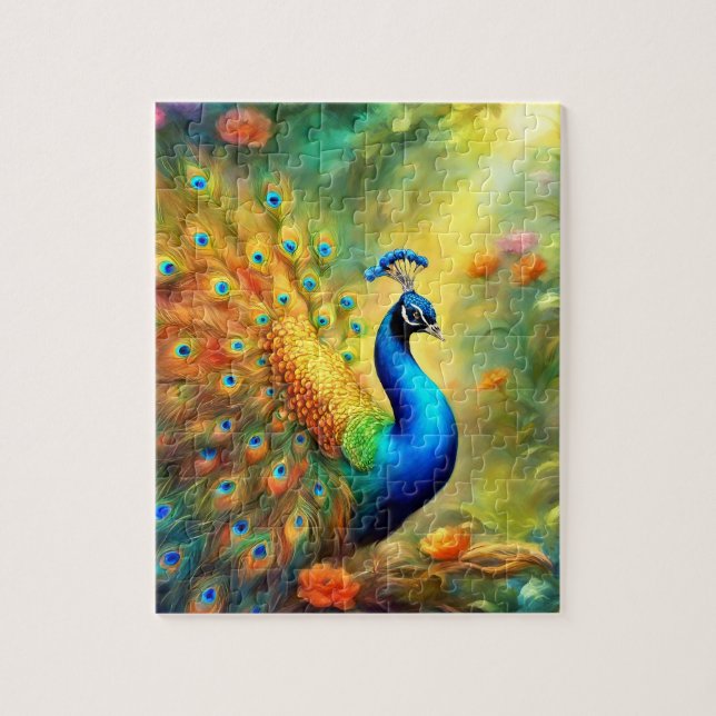 Puzzle Beautiful Peacock in Garden Bird 98 (Vertical)