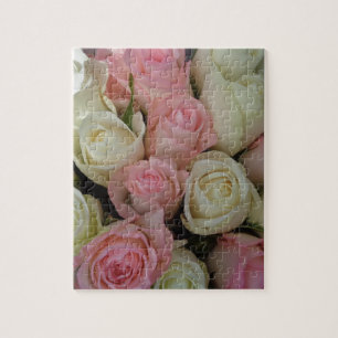 Puzzle Beautiful Pink White Roses Flower Bouquet