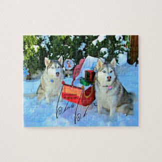 Puzzle Beautiful Siberian Huskies in the snow