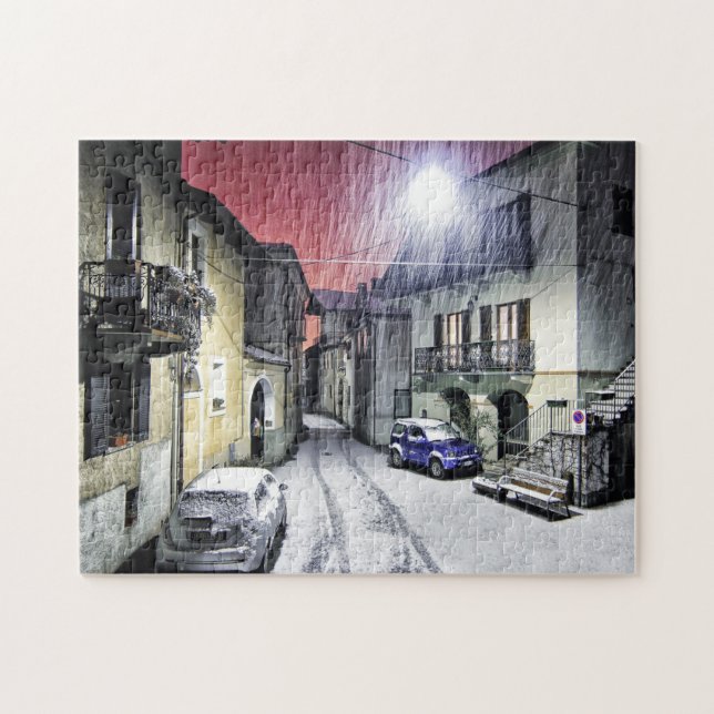 Puzzle Beautiful Street Snow Scene (Horizontal)