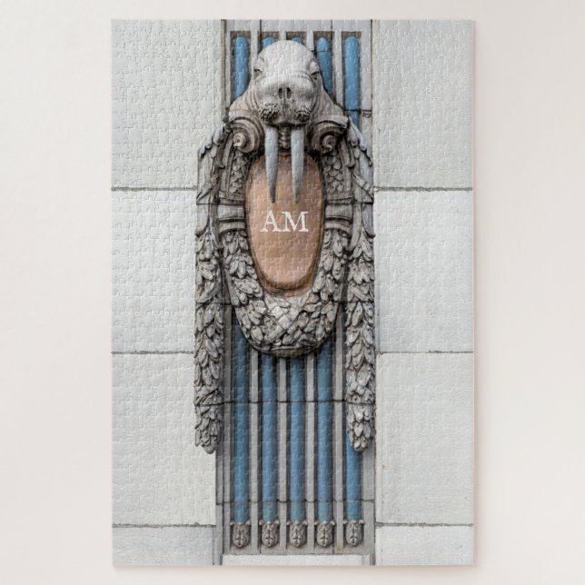 Puzzle Beaux Arts Walrus Sculpture Monogramme personnalis (Vertical)