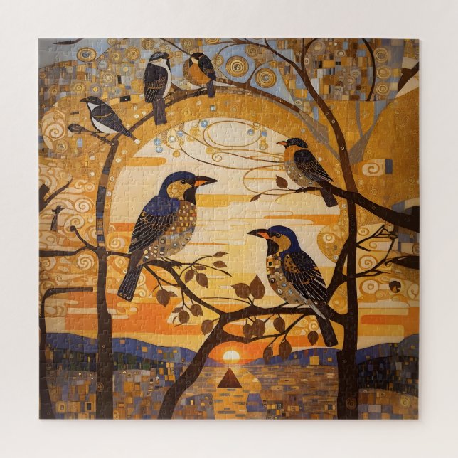 Puzzle Beaux Oiseaux Abstraits Au lever Du Soleil Décorat (Vertical)