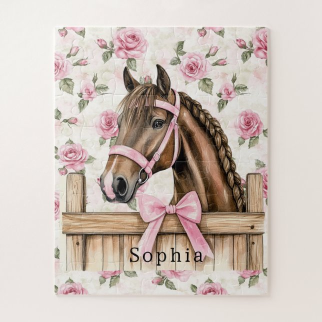 Puzzle Beaux Roses Roses Cheval Noël (Vertical)