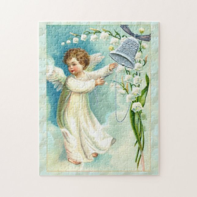 Puzzle Bébé Ange Avec Cloche Bleue (Vertical)