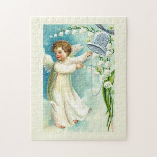 Puzzle Bébé Ange Avec Cloche Bleue 