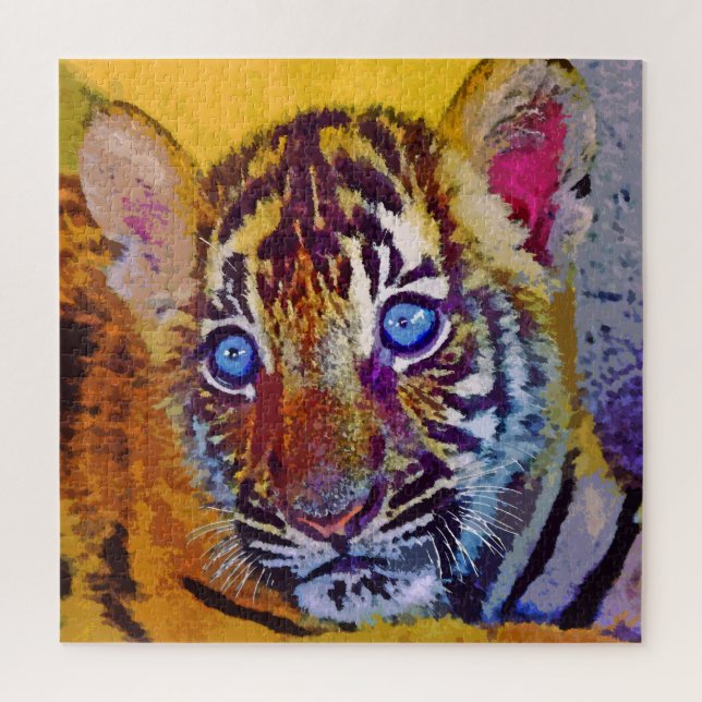 Puzzle Bébé aux yeux bleus Tigre (Vertical)