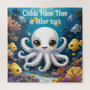 Puzzle Bébé blanc mignon poulpe souriant sous la mer