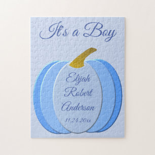 Puzzle Bébé bleu mignon garçon Citrouille naissance perso