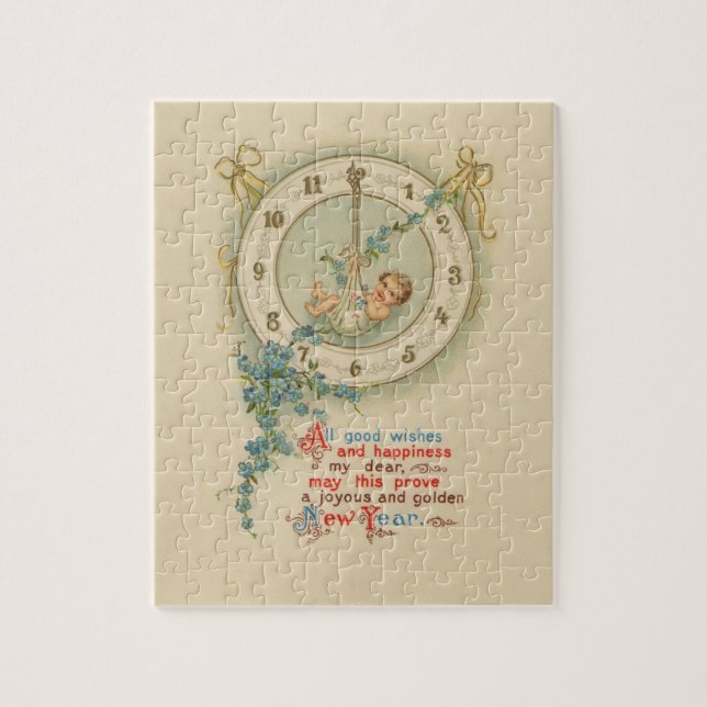 Puzzle Bébé du Nouvel An Horloge Vintage (Vertical)