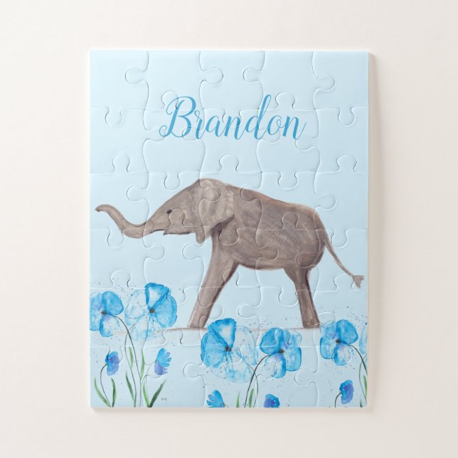 Puzzle Bébé Eléphant faune Animal pour enfants art garçon (Vertical)
