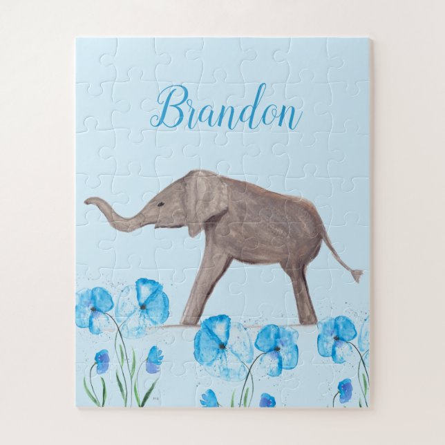 Puzzle Bébé Eléphant faune Animal pour enfants art garçon (Vertical)