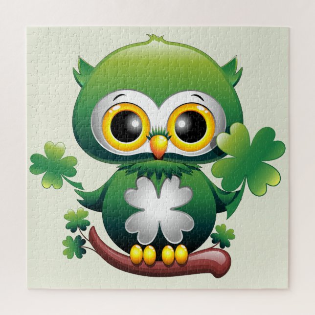 Puzzle Bébé Hibou Mignon St Patrick Dessin Animé (Vertical)