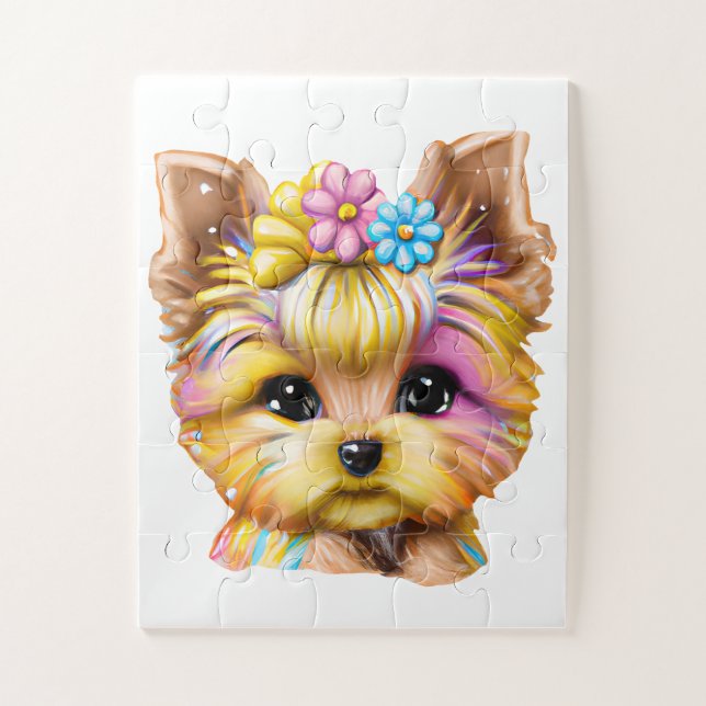 Puzzle Bébé mignon et adorable Yorkie (Vertical)