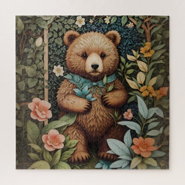 Puzzle Bébé mignon Ours Brown William Morris Inspiré (Vertical)